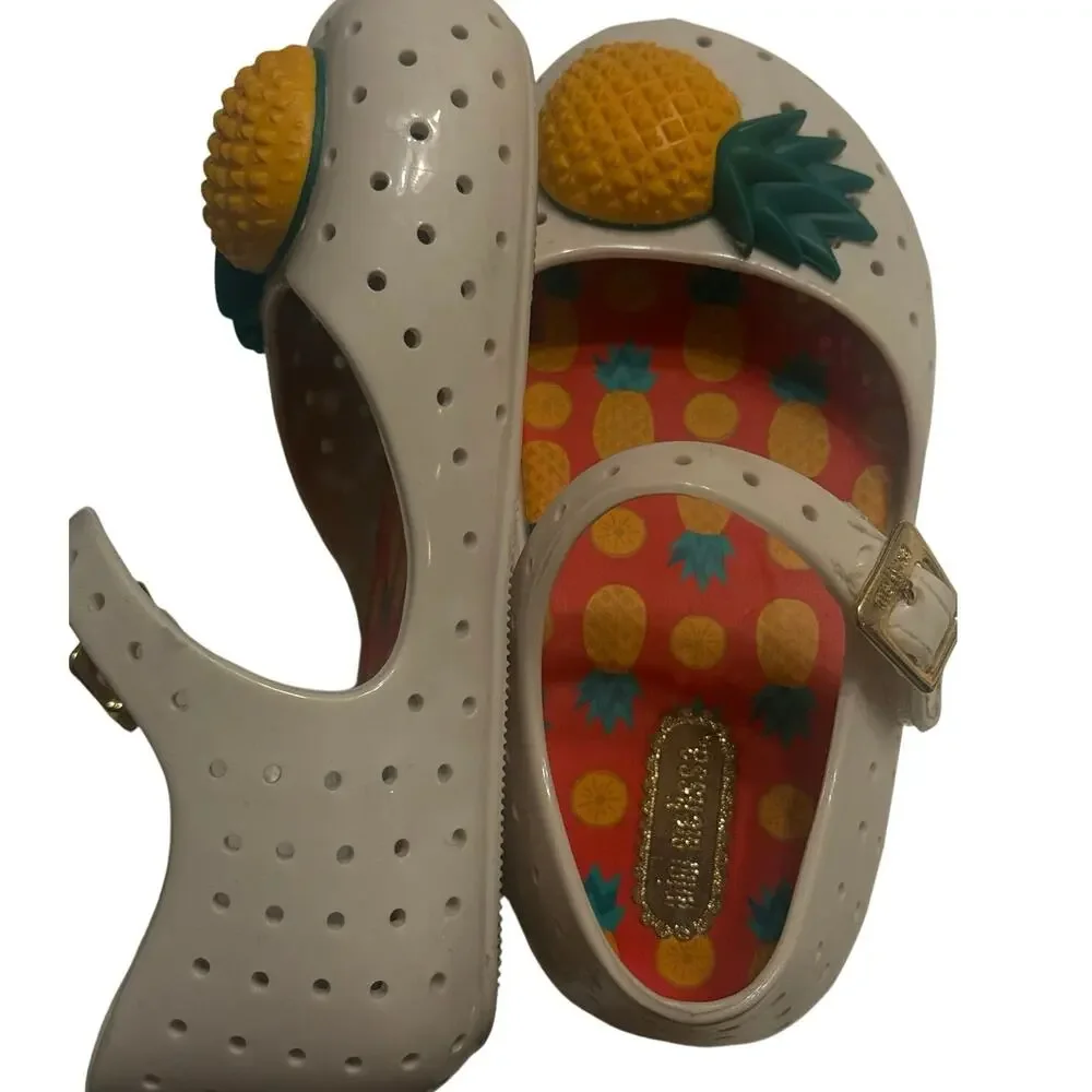 Mini Melissa Sz.8 Tropical Furadinha VII Pineapple Jelly Mary Jane Shoes